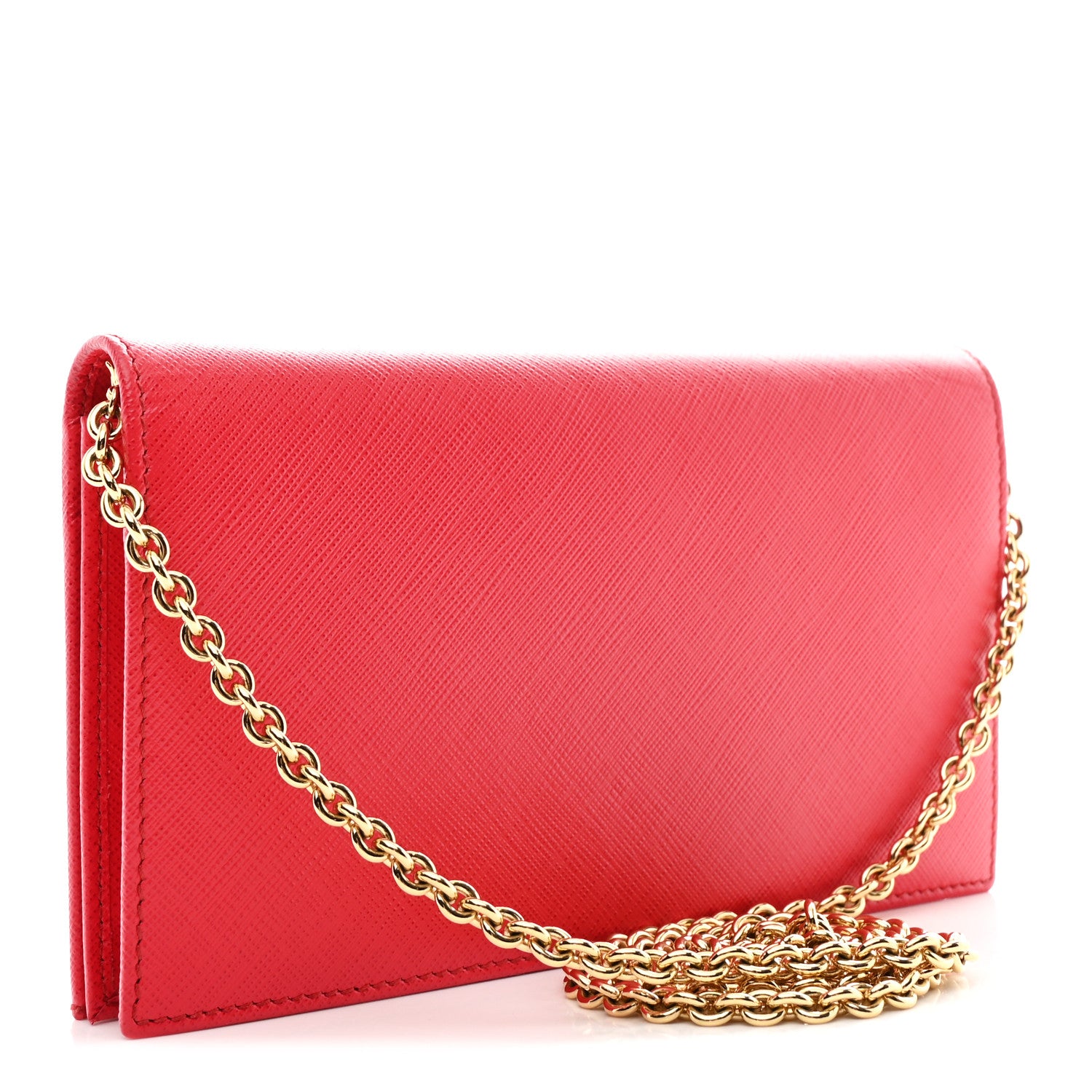 Salvatore Ferragamo Printed Calfskin Vara Bow Chain Wallet Red 3 of 12