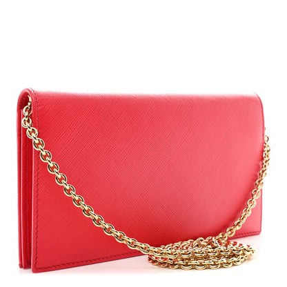 Salvatore Ferragamo Printed Calfskin Vara Bow Chain Wallet Red 3 of 12