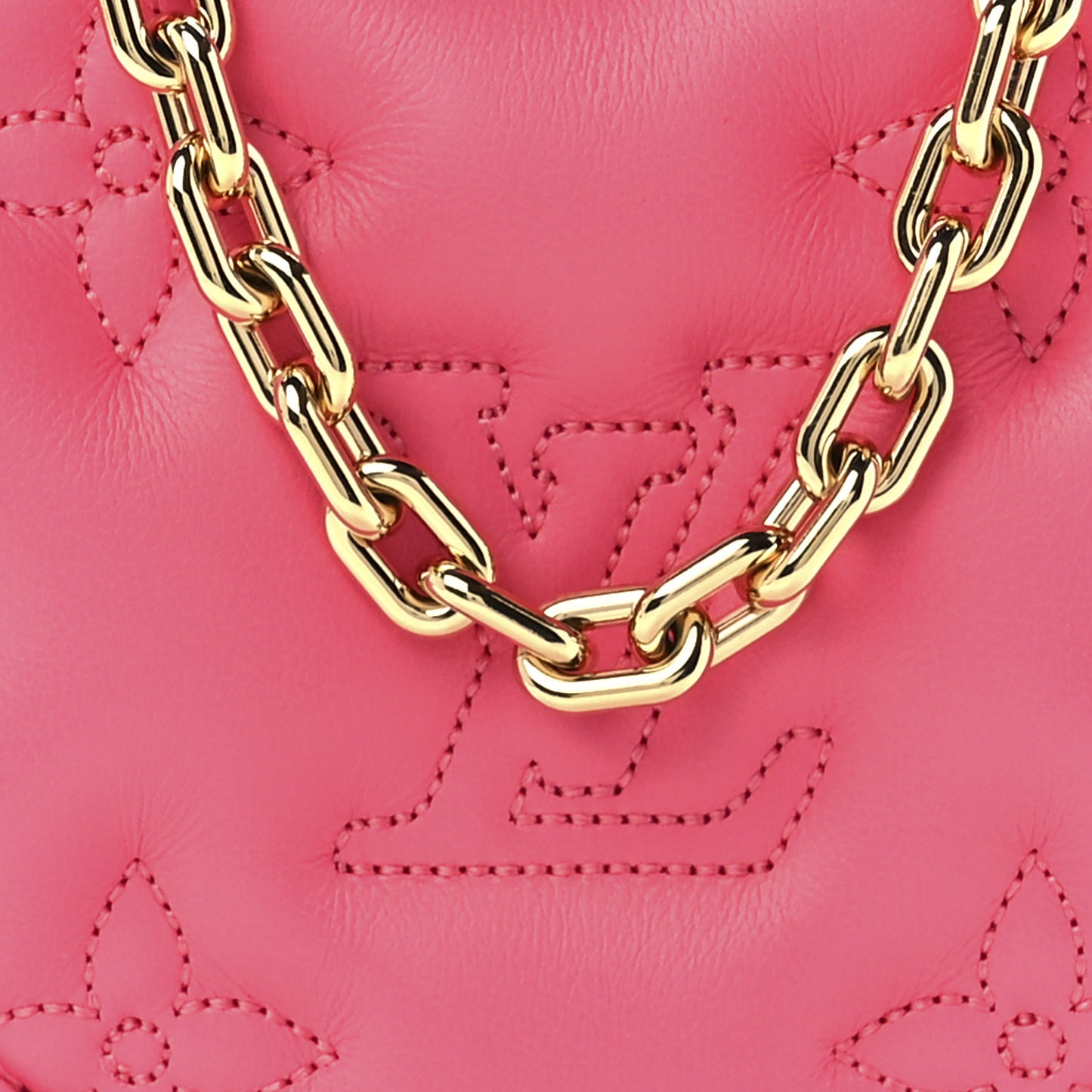 Calfskin Embroidered Monogram Pop My Heart Bag Pouch Dragon Fruit Pink