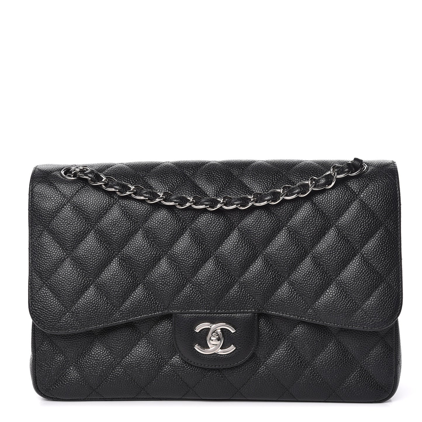 Caviar Quilted Jumbo Double Flap Black