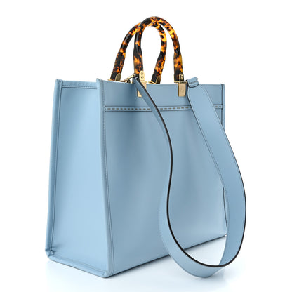 Fendi Vitello King Plexiglass Logo Embossed Medium Fendi Sunshine Shopper Tote Azzurro Baby 2 of 8