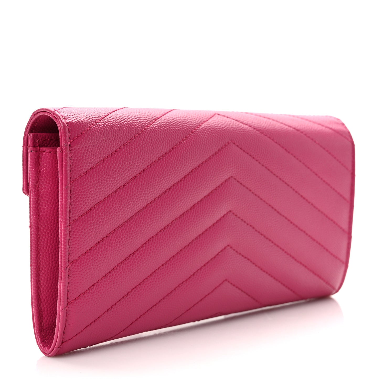 Grain De Poudre Matelasse Chevron Monogram Flap Wallet Fuxia