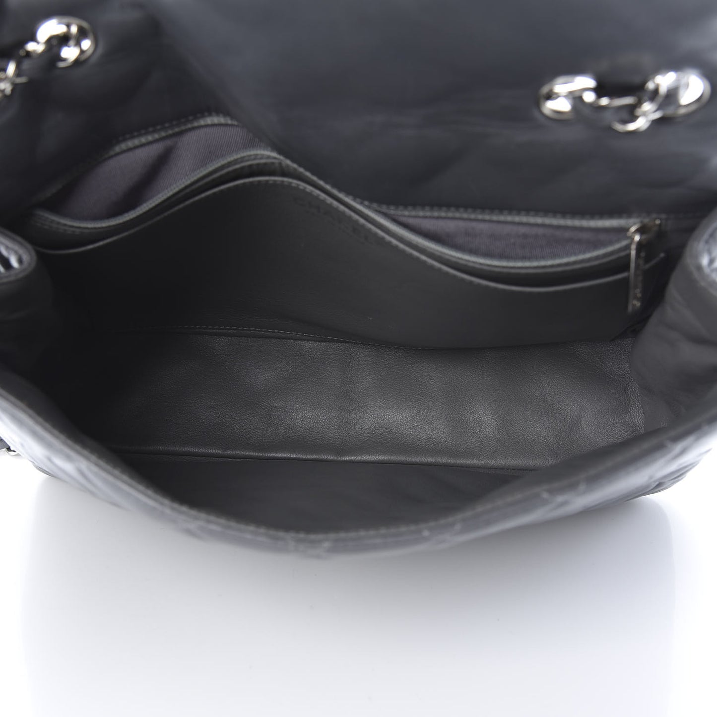 Lambskin Quilted Jumbo Single Flap Grey