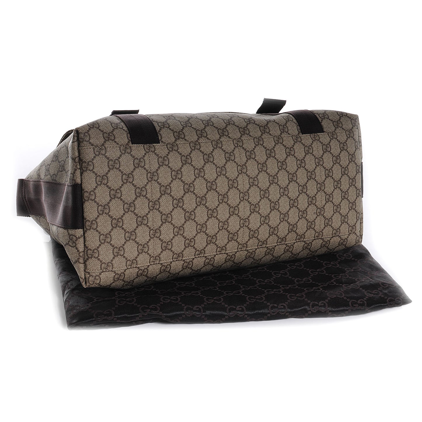 GG Plus Monogram Double Buckle Flap Messenger Bag Beige Ebony