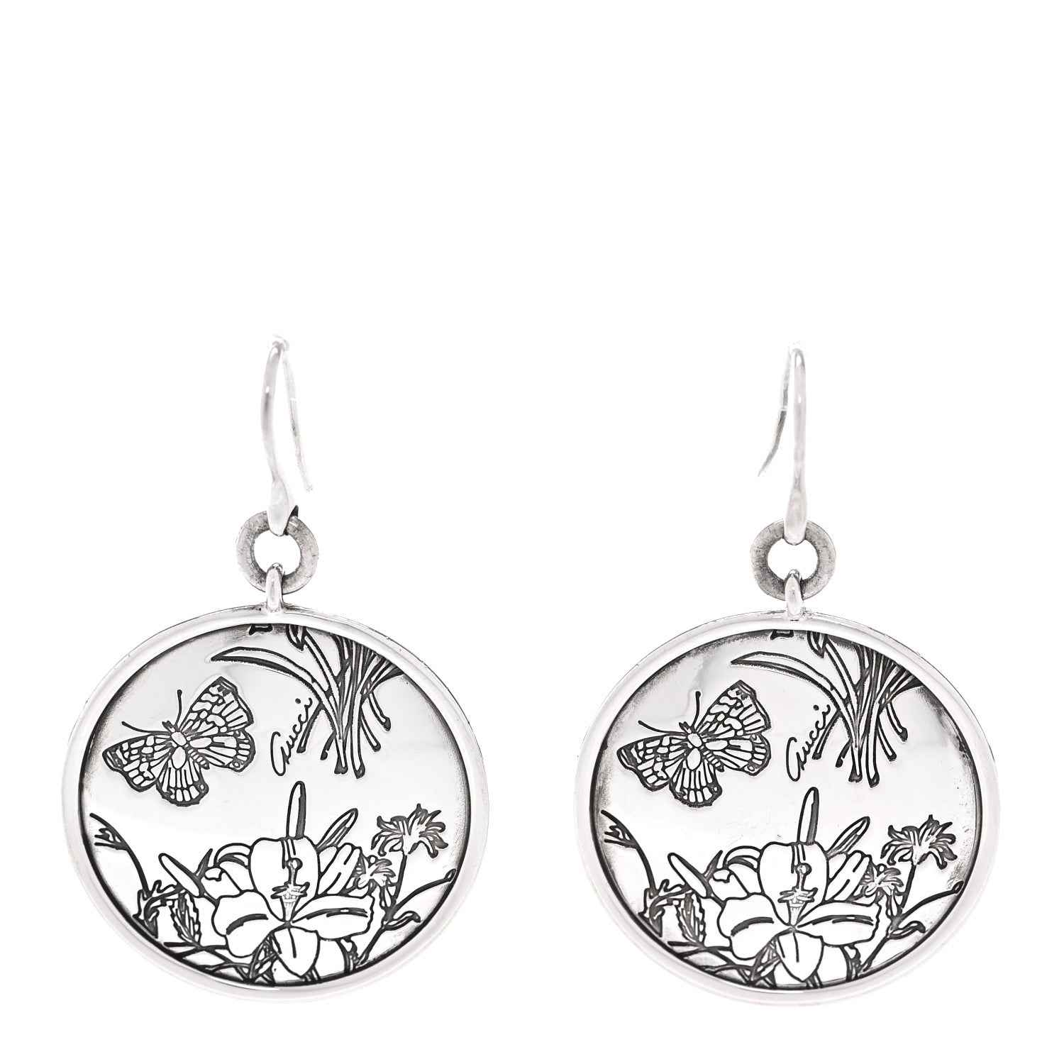 Gucci Sterling Silver Flora Butterfly Earrings 1 of 4
