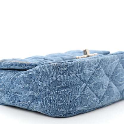 Chanel Denim Quilted Camellia Sweetheart Mini Flap Blue 9 of 16