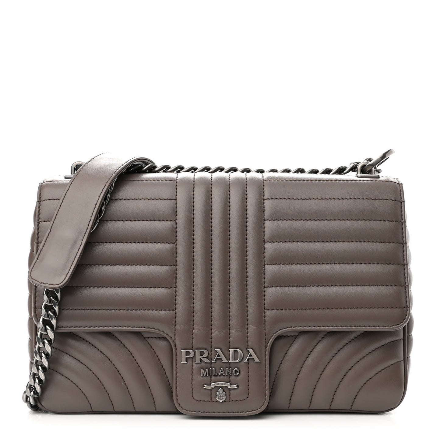 Soft Calfskin Impunture Diagramme Large Chain Flap Shoulder Bag Bambu