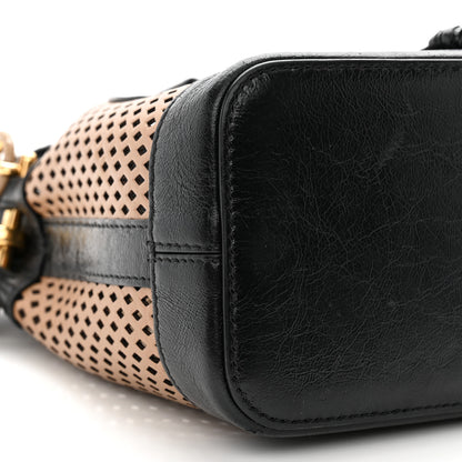Fendi Vitello Liberty Glossy Lambskin F is Fendi Perforated Mini Mon Tresor Bucket Bag Sand Mimosa Black 11 of 14