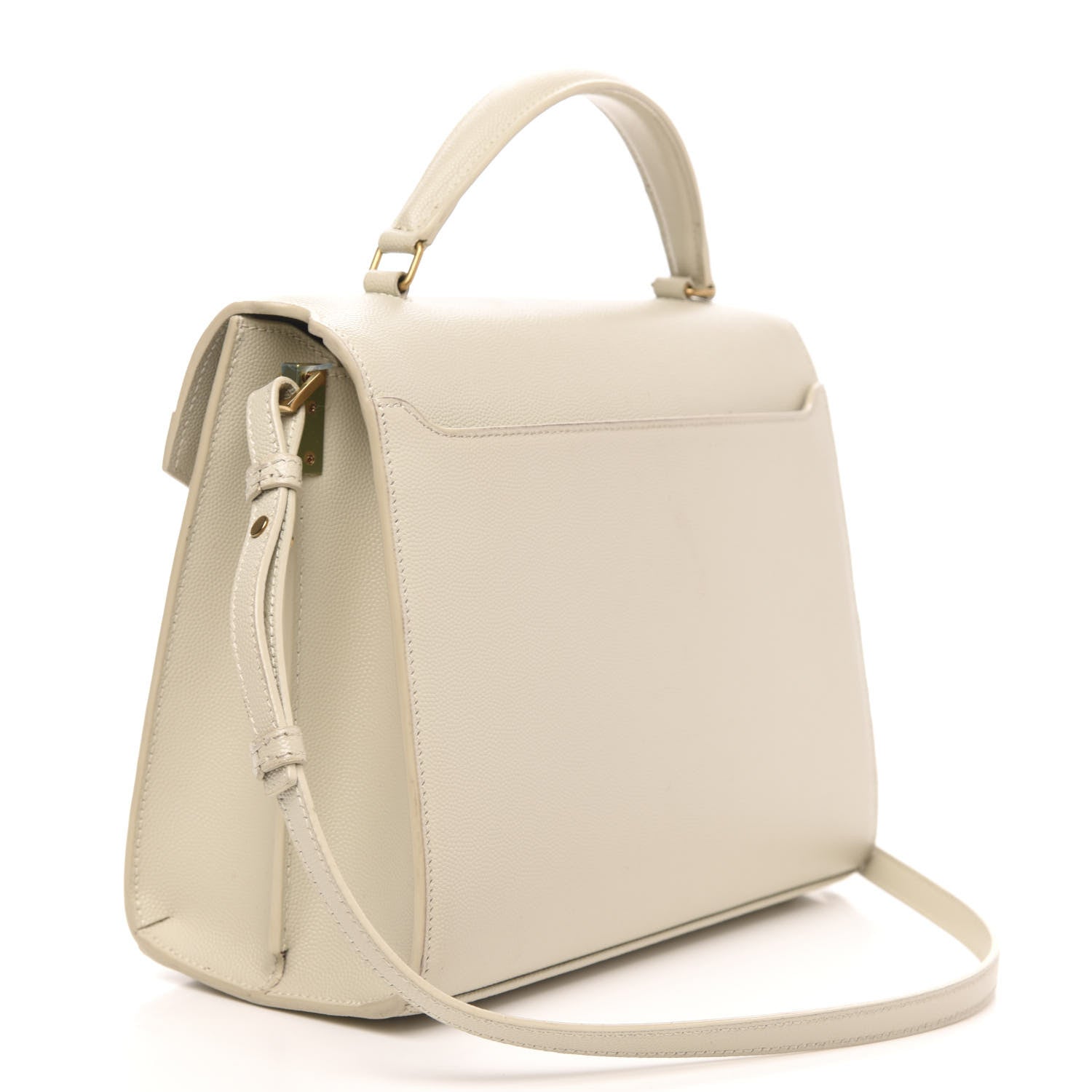 Saint Laurent Grain de Poudre Medium Classic Monogram Cassandra Top Handle Crema Soft Rouge Legion 3 of 13