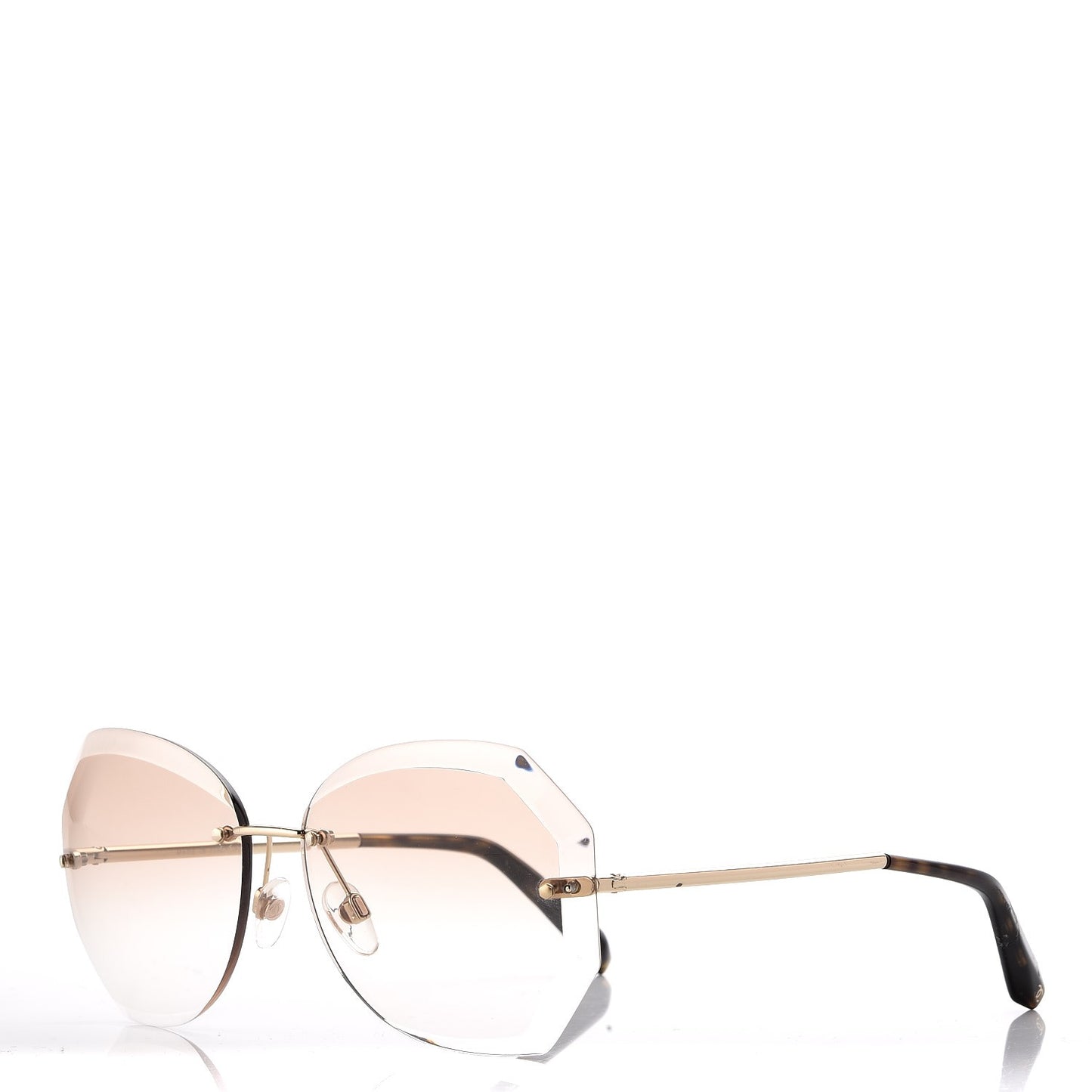 Metal Spring Round Sunglasses 4220 Gold Brown