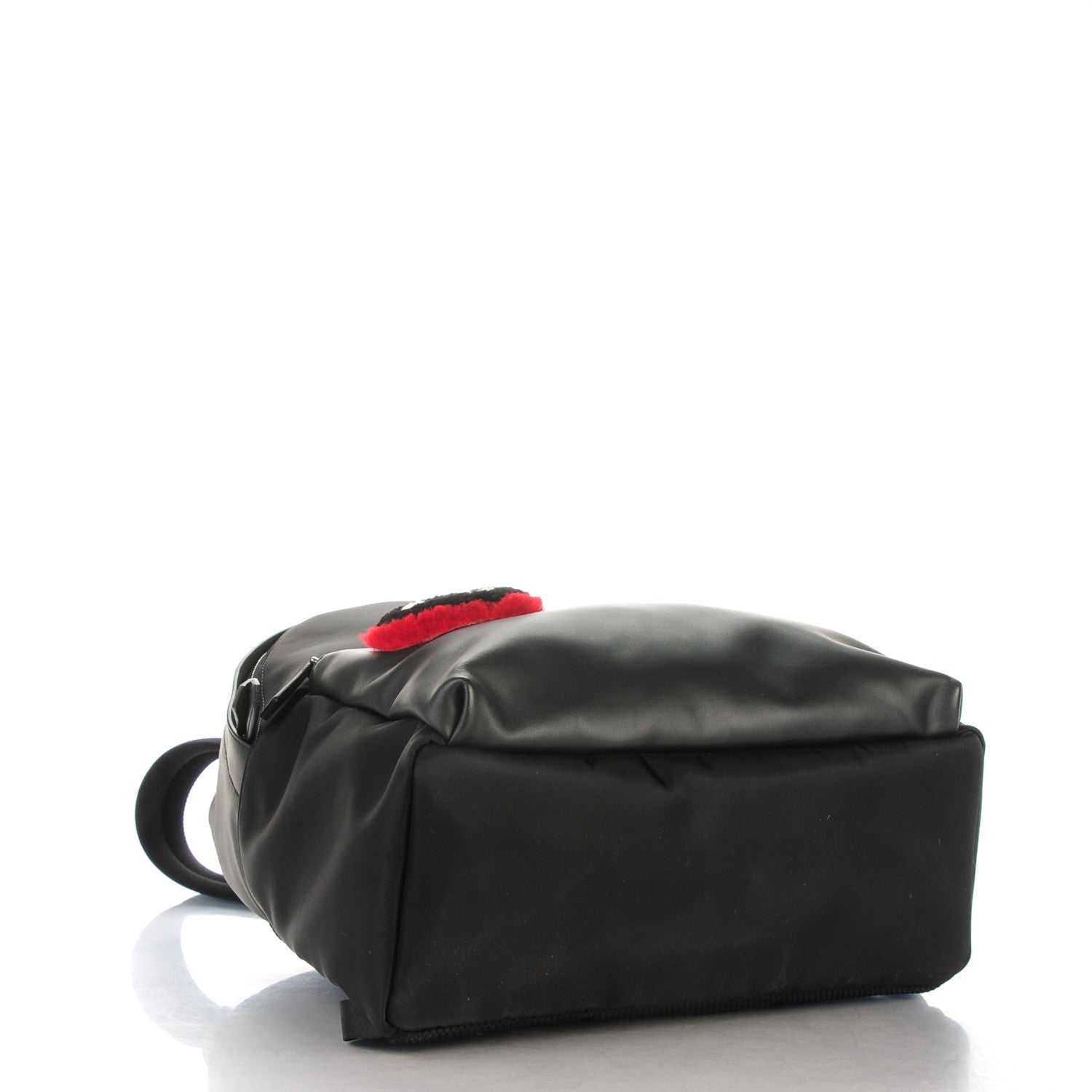 Fendi Nylon Calfskin Shearling Emoticon Backpack Black 4 of 7