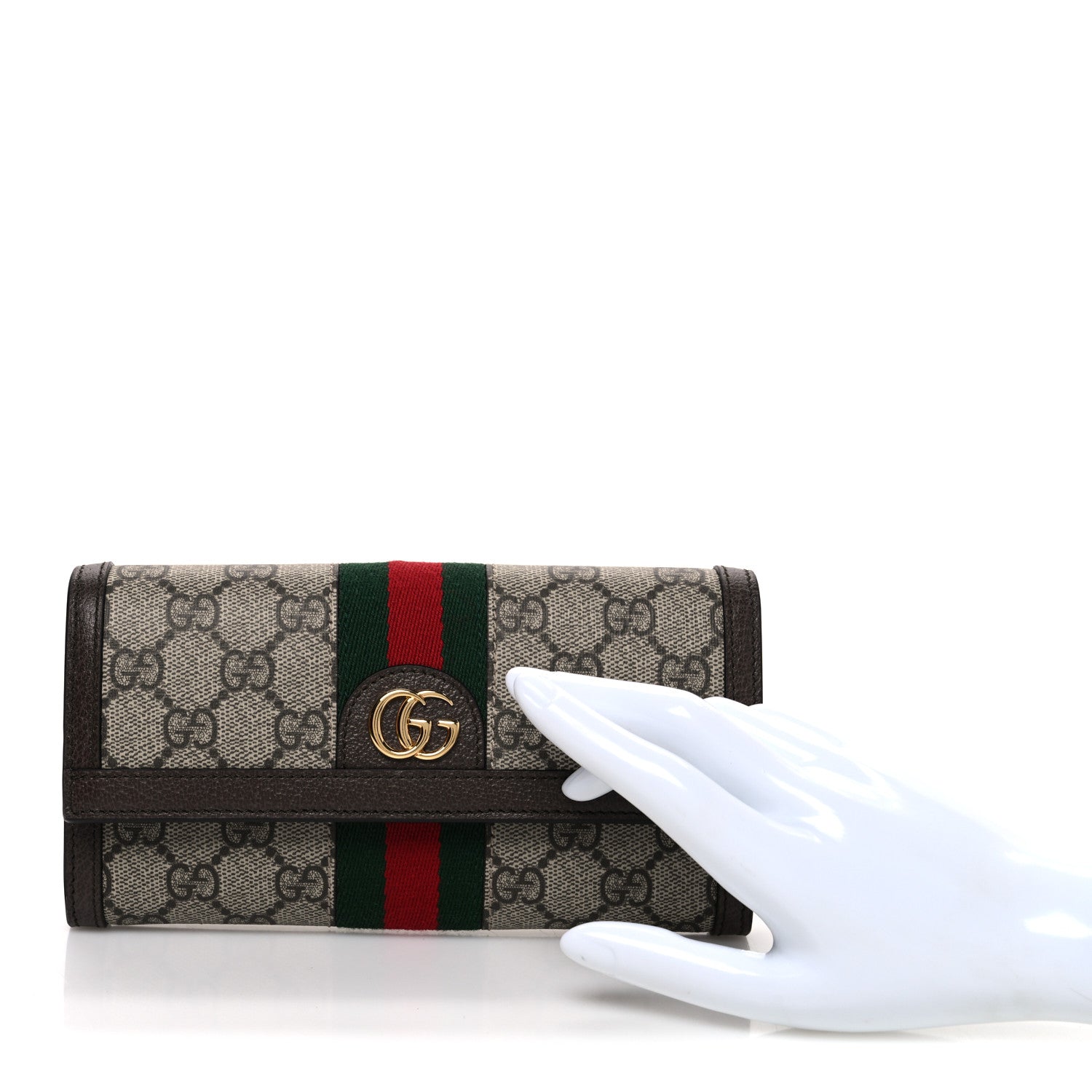Gucci GG Supreme Monogram Web Ophidia Continental Wallet Brown 2 of 8
