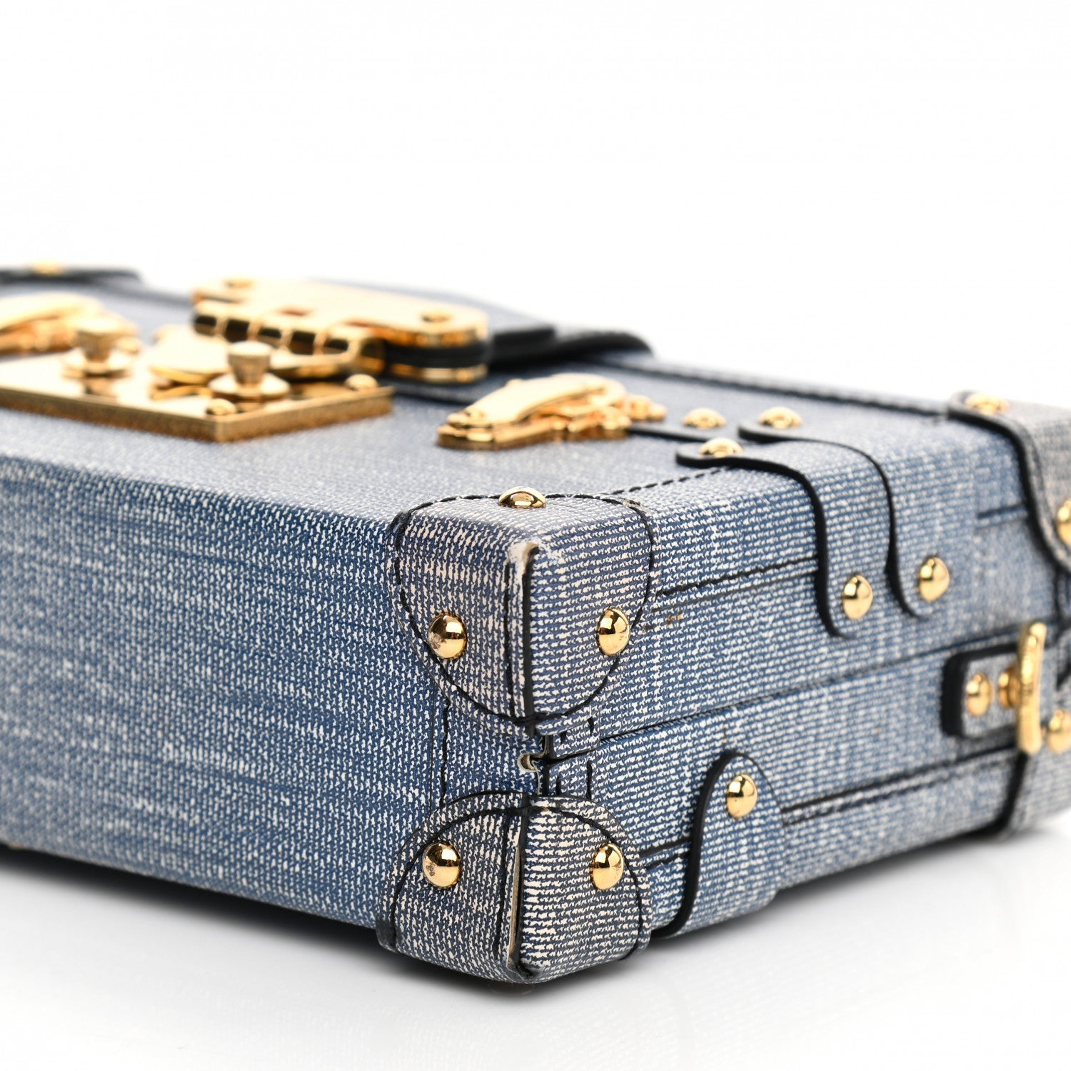 Louis Vuitton Coated Canvas Denim Petite Malle Blue 10 of 12