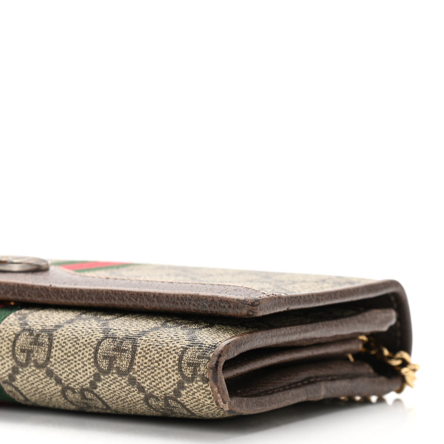 GG Supreme Monogram Web Ophidia Wallet On Chain Brown