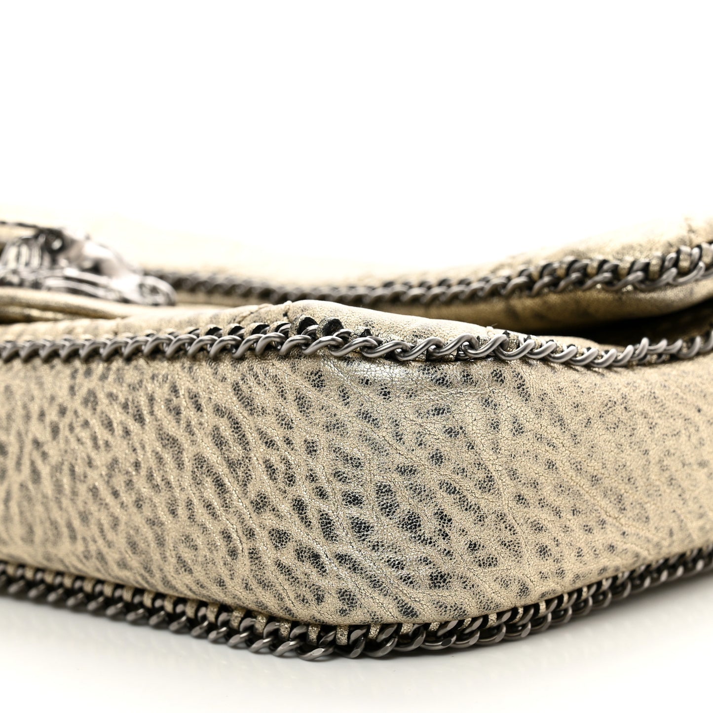 Distressed Lambskin Medium Leo Lion Flap Metallic