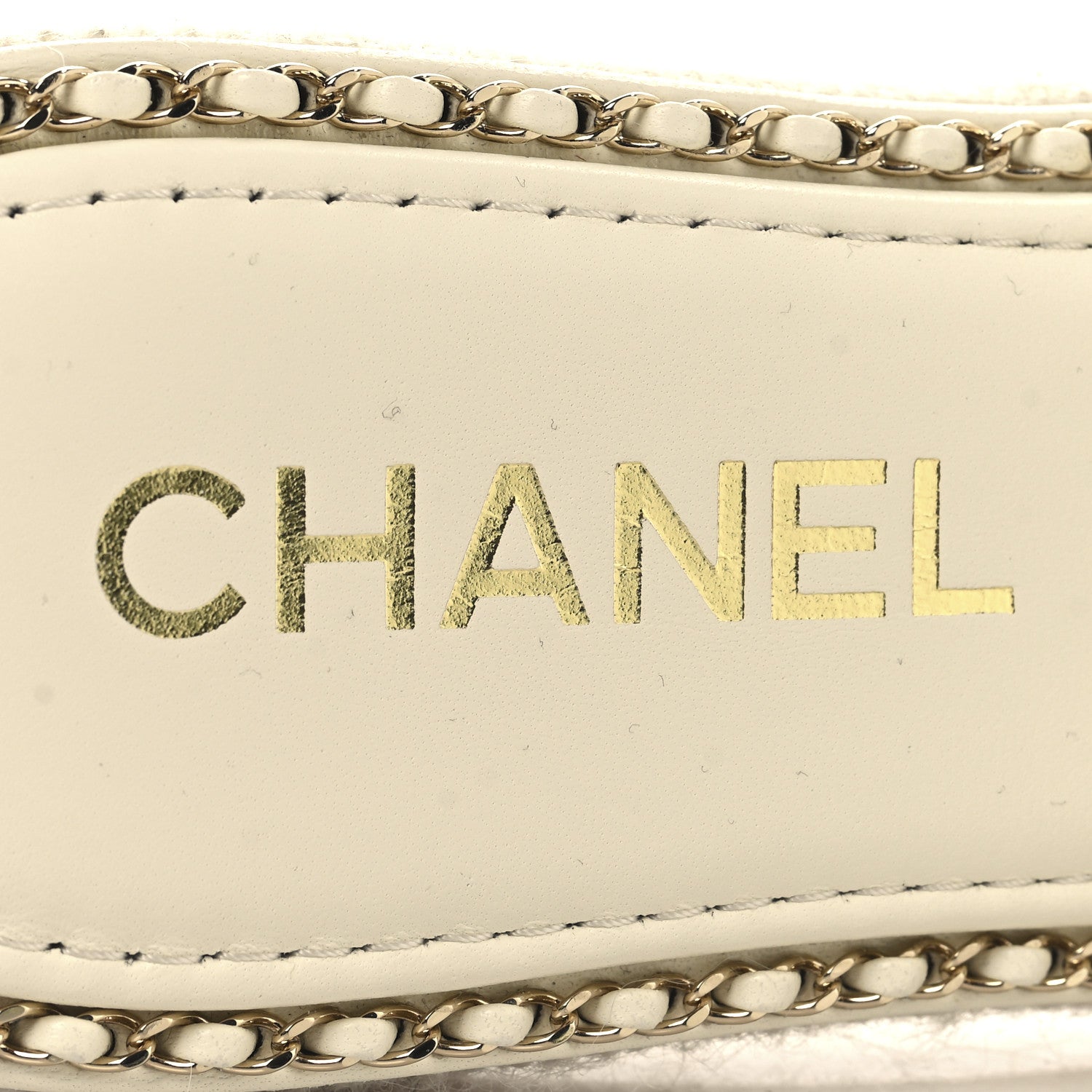 Chanel Wool Alpaca Chain CC Slide Sandals 40 Ivory 4 of 4