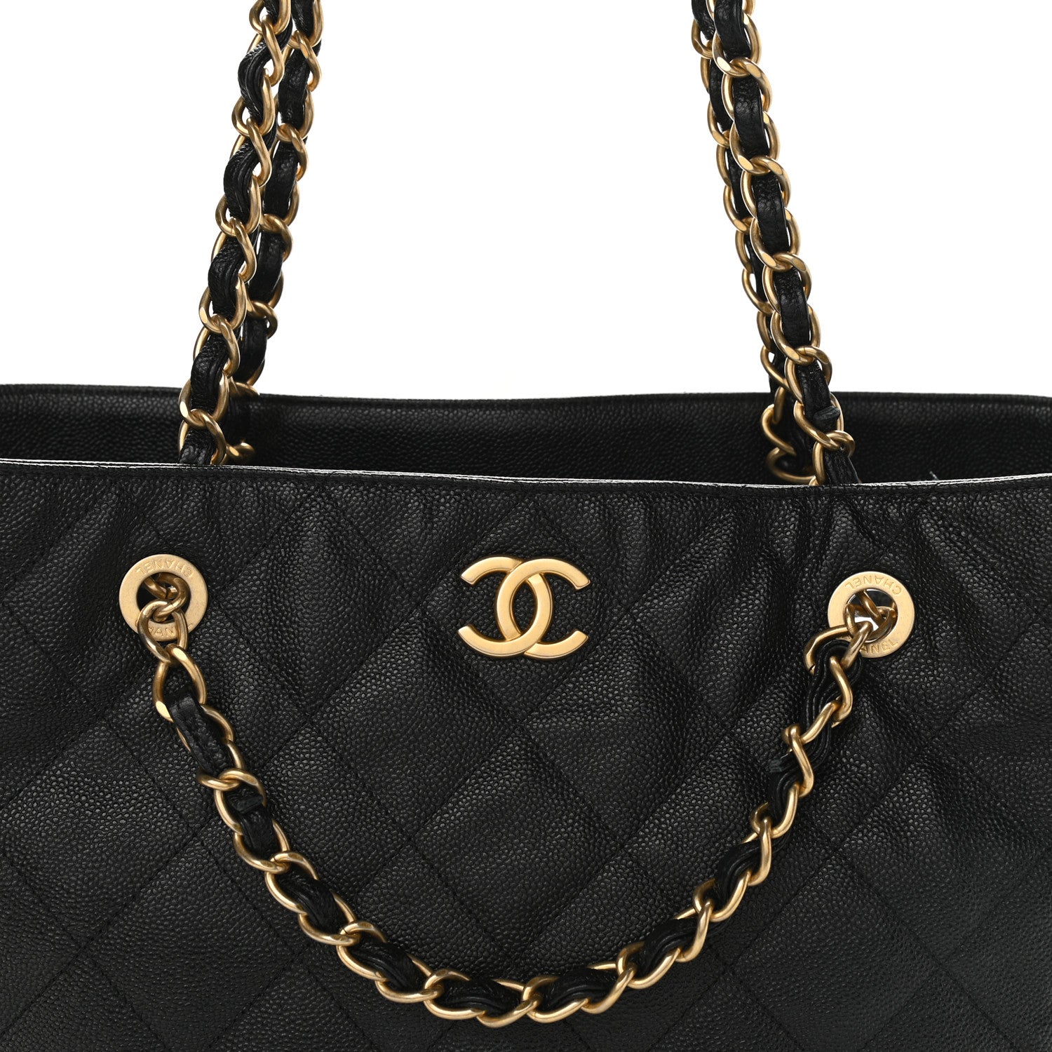 Chanel Caviar Quilted Small Shopping Tote Black 7 of 10
