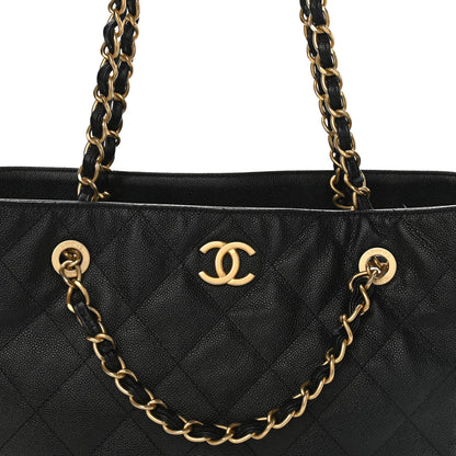 Chanel Caviar Quilted Small Shopping Tote Black 7 of 10