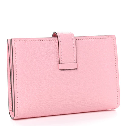 Hermes Chevre Mysore Bearn Card Holder Wallet Rose Sakura 2 of 4