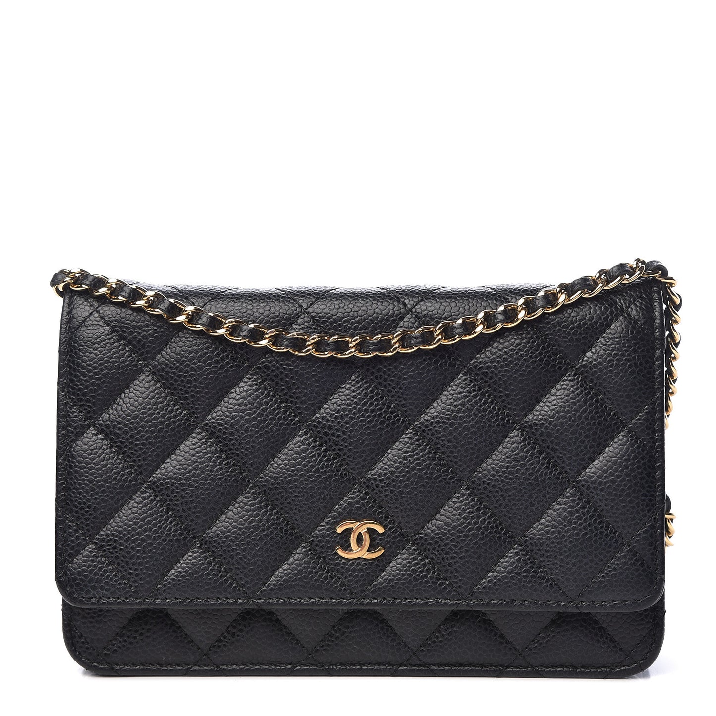 Caviar Quilted Wallet On Chain WOC Black