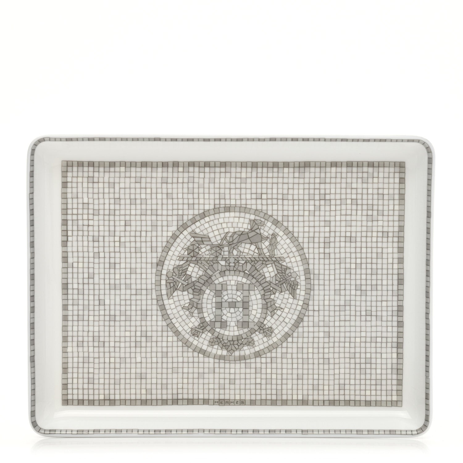 Hermes Porcelain Mosaique Au 24 Sushi Plate Platine 1 of 7
