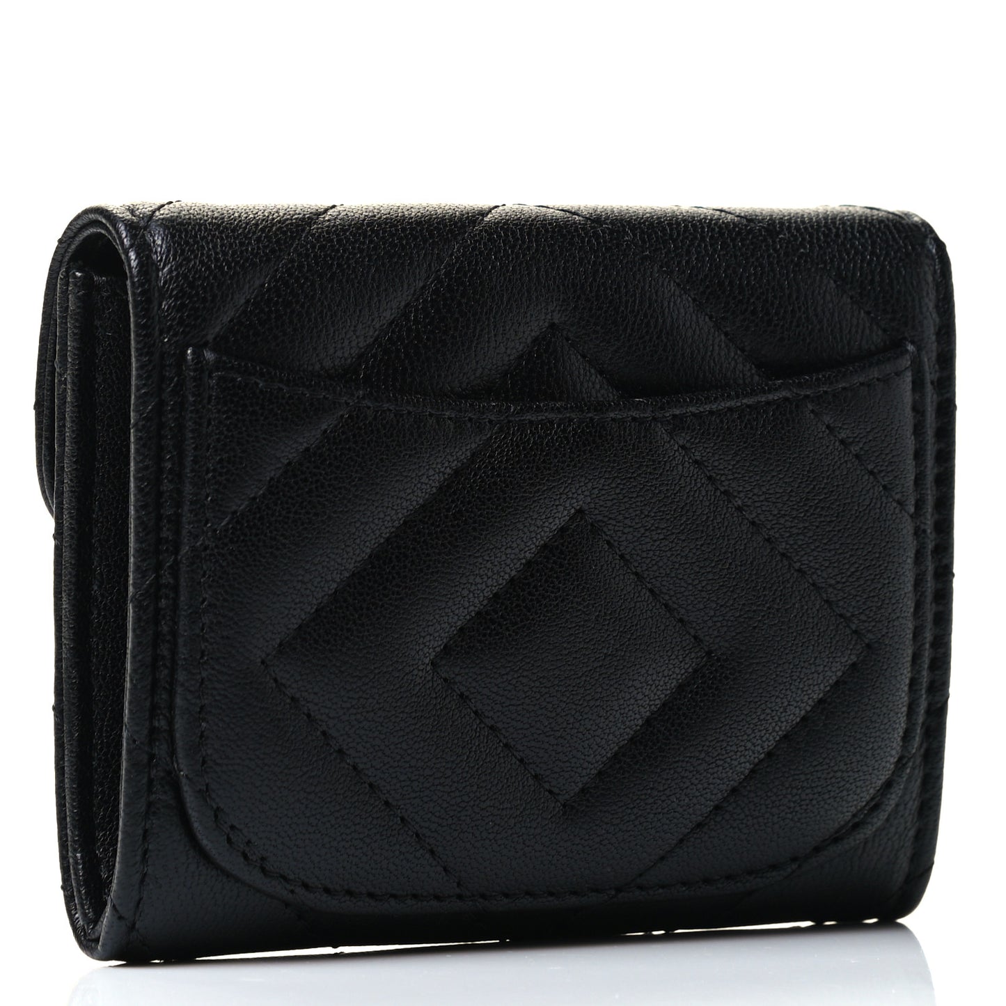 Sheepskin Chevron Quilted Reissue Card Holder Wallet So Black