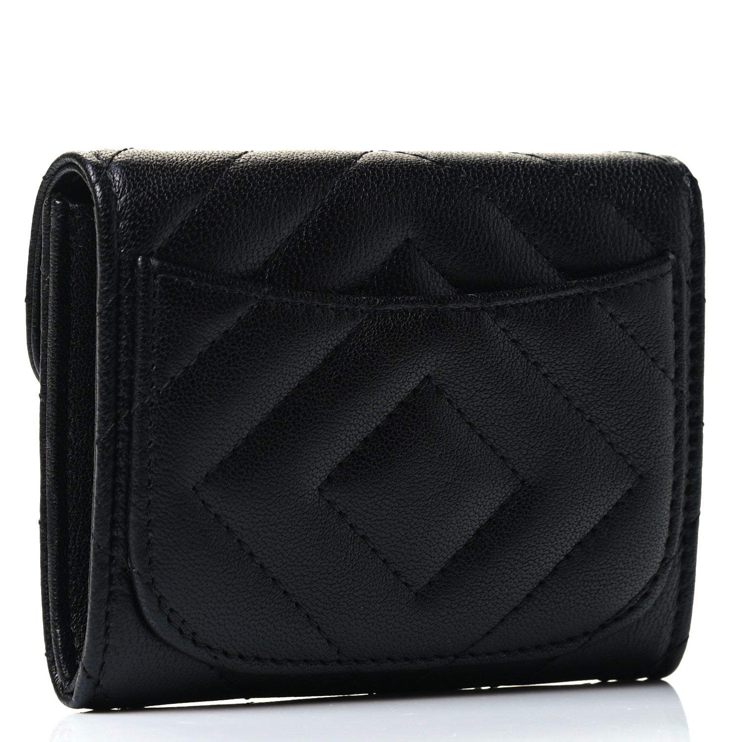 Chanel Sheepskin Chevron Quilted Reissue Card Holder Wallet So Black 2 of 4