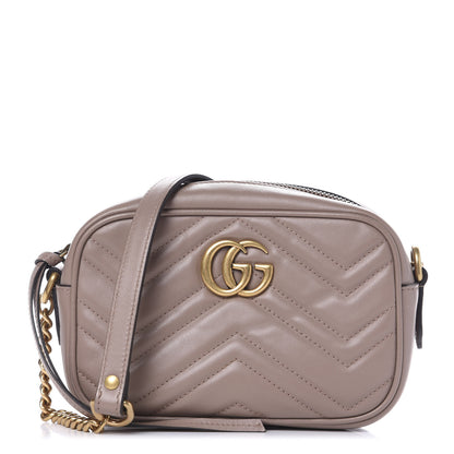 Gucci Calfskin Matelasse Mini GG Marmont Chain Shoulder Bag Porcelain Rose 1 of 10