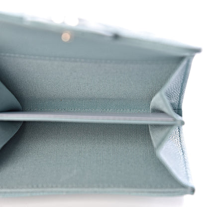 Chanel Caviar Quilted Flap Card Holder Wallet Light Blue 5 of 9