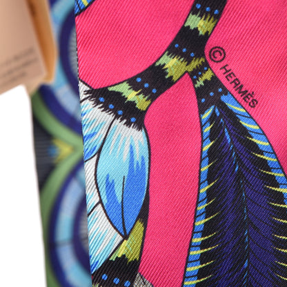Hermes Silk The Savana Dance Twilly Rose Indien Indigo Vert 4 of 5