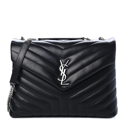 Saint Laurent Calfskin Y Quilted Monogram Medium Loulou Chain Satchel Black 1 of 4