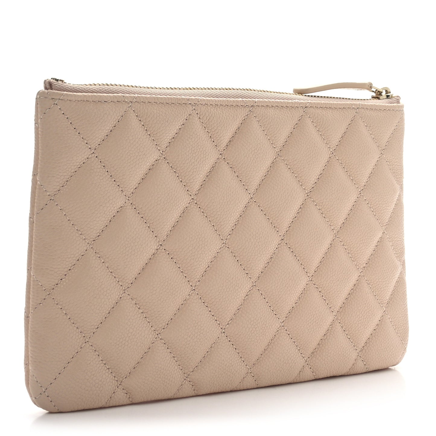 Caviar Quilted Cosmetic Case Beige