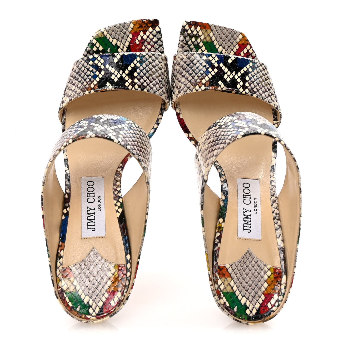 Calfskin Snakeskin Embossed Hira 85 Sandals 40 Multicolor