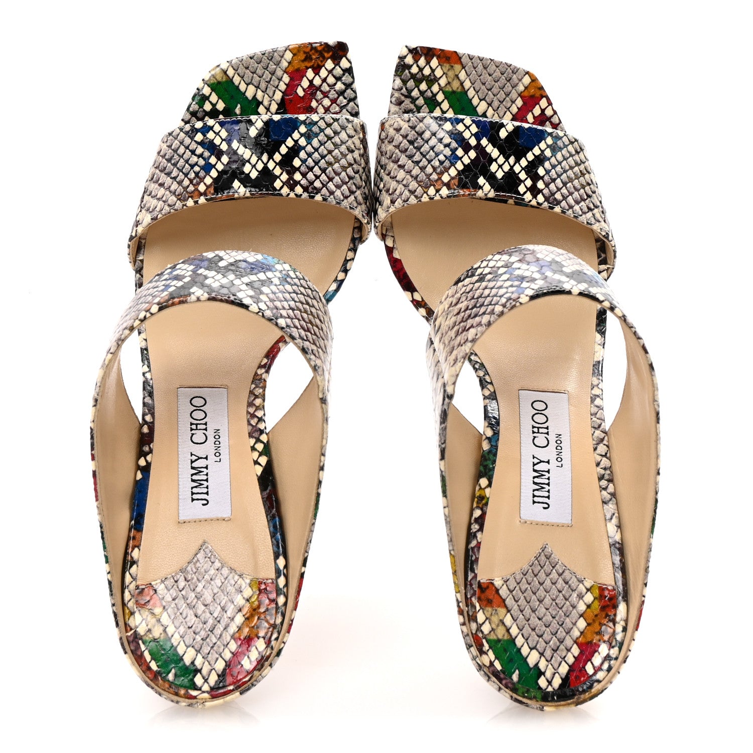 Jimmy Choo Calfskin Snakeskin Embossed Hira 85 Sandals 40 Multicolor 2 of 8