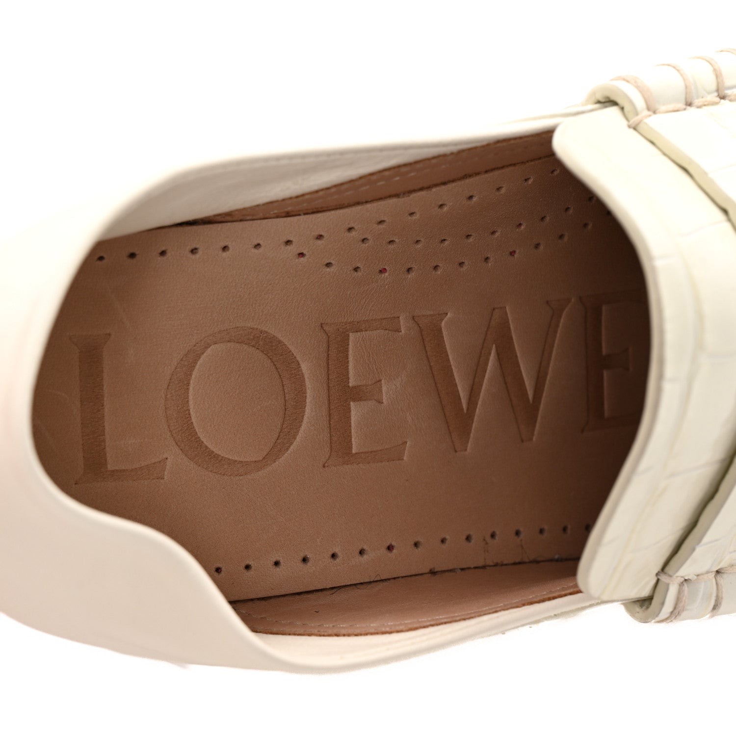 Loewe Crocodile Embossed Calfskin Campo 45mm Loafers 38 White 8 of 9