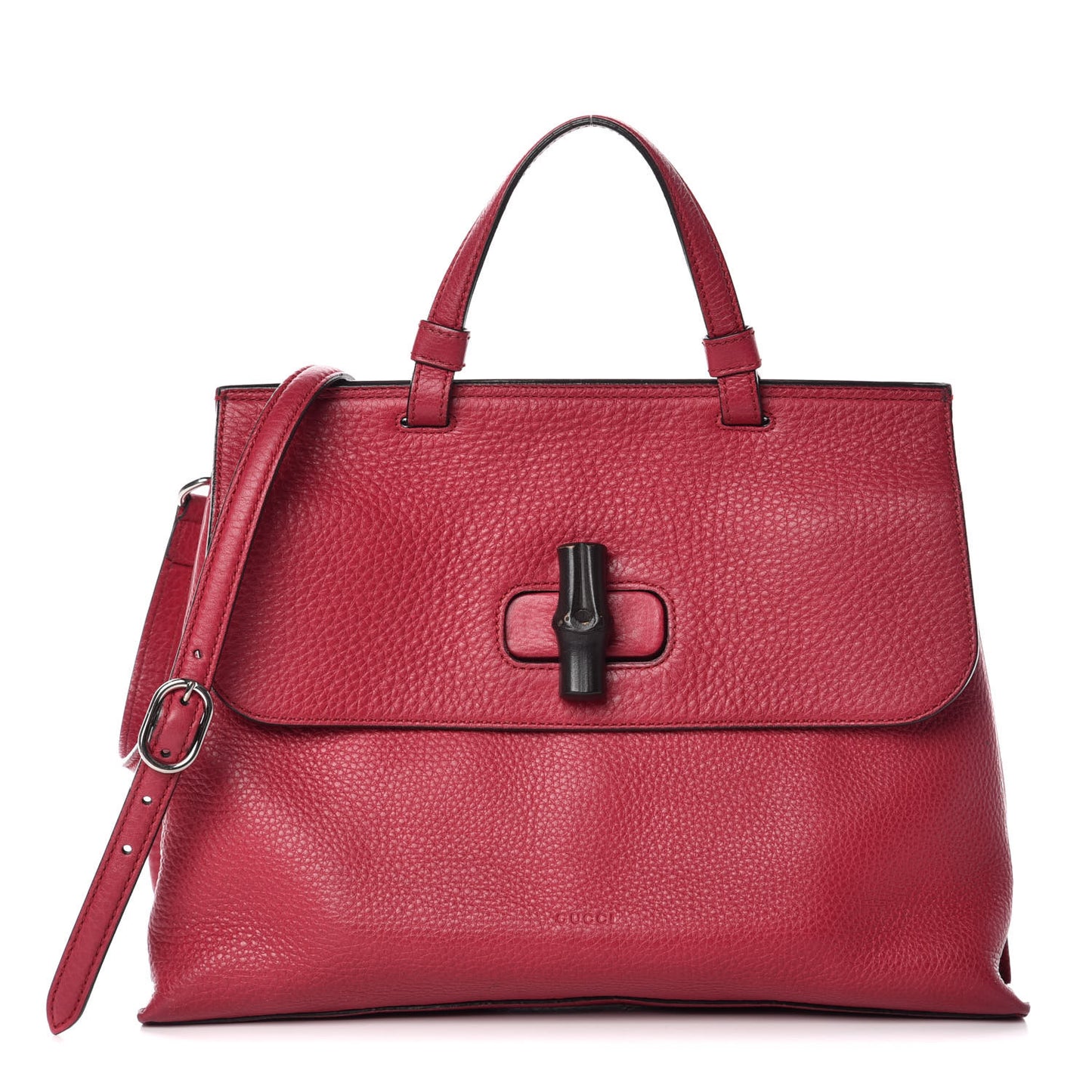 Pebbled Calfskin Medium Bamboo Daily Top Handle Bag Petunia