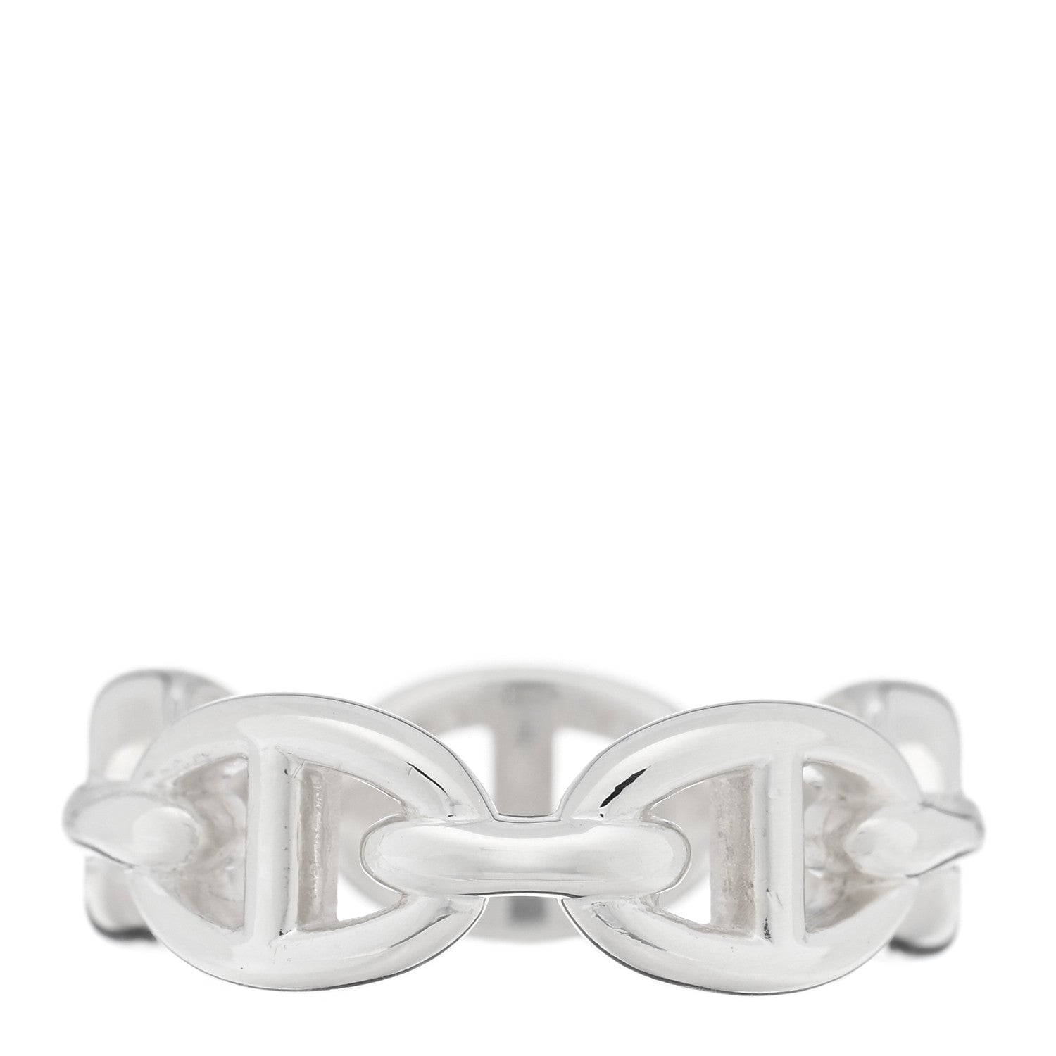 Hermes Sterling Silver PM Chaine d'Ancre Enchainee Band Ring 55 7.25 3 of 5