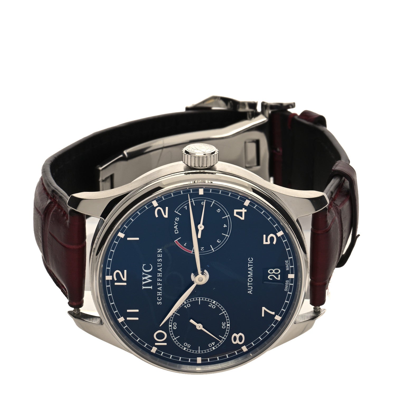 IWC Stainless Steel Alligator 42mm Portugieser 7 Days Automatic Watch Blue IW500703 2 of 4