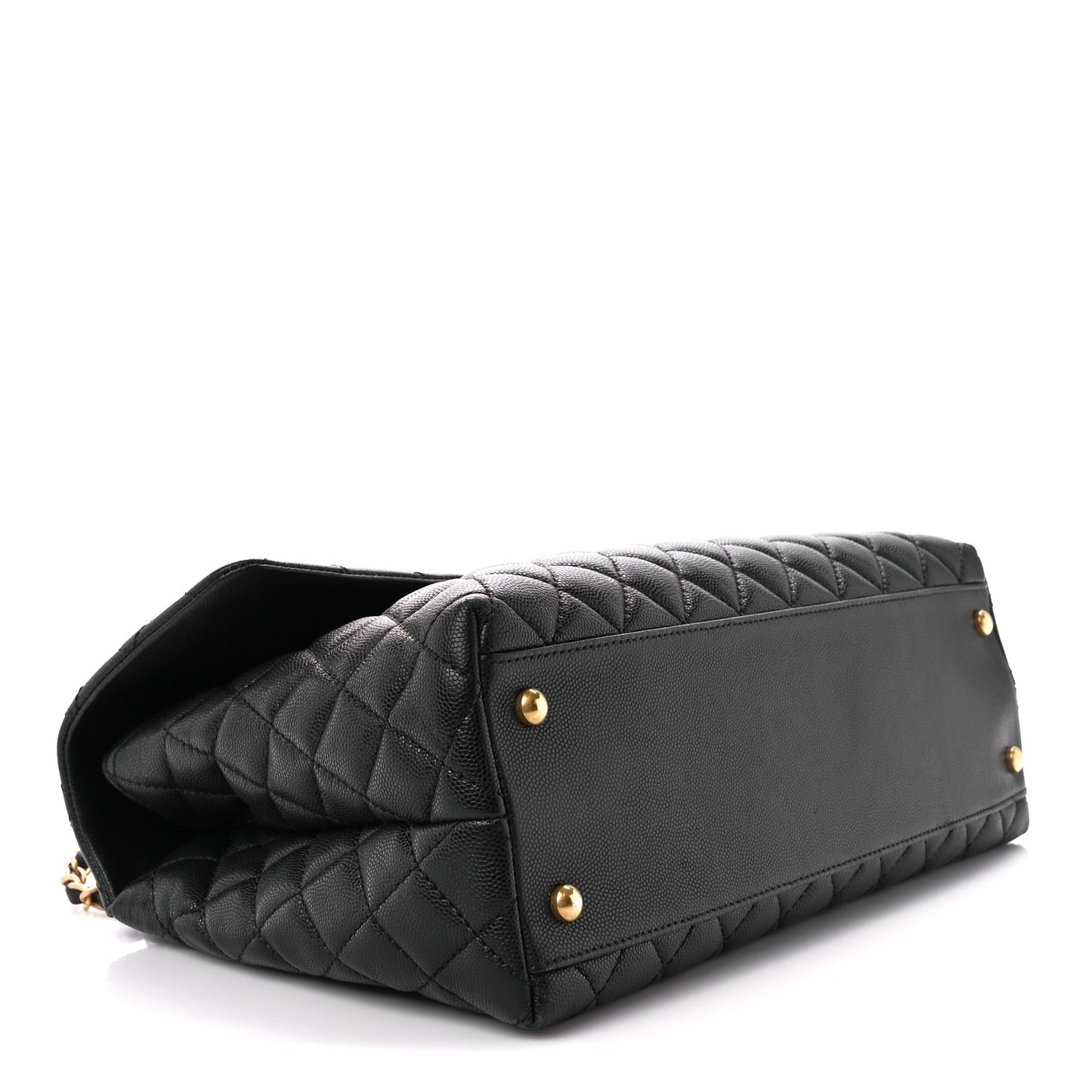 Caviar Lizard Quilted Medium Coco Handle Flap Black