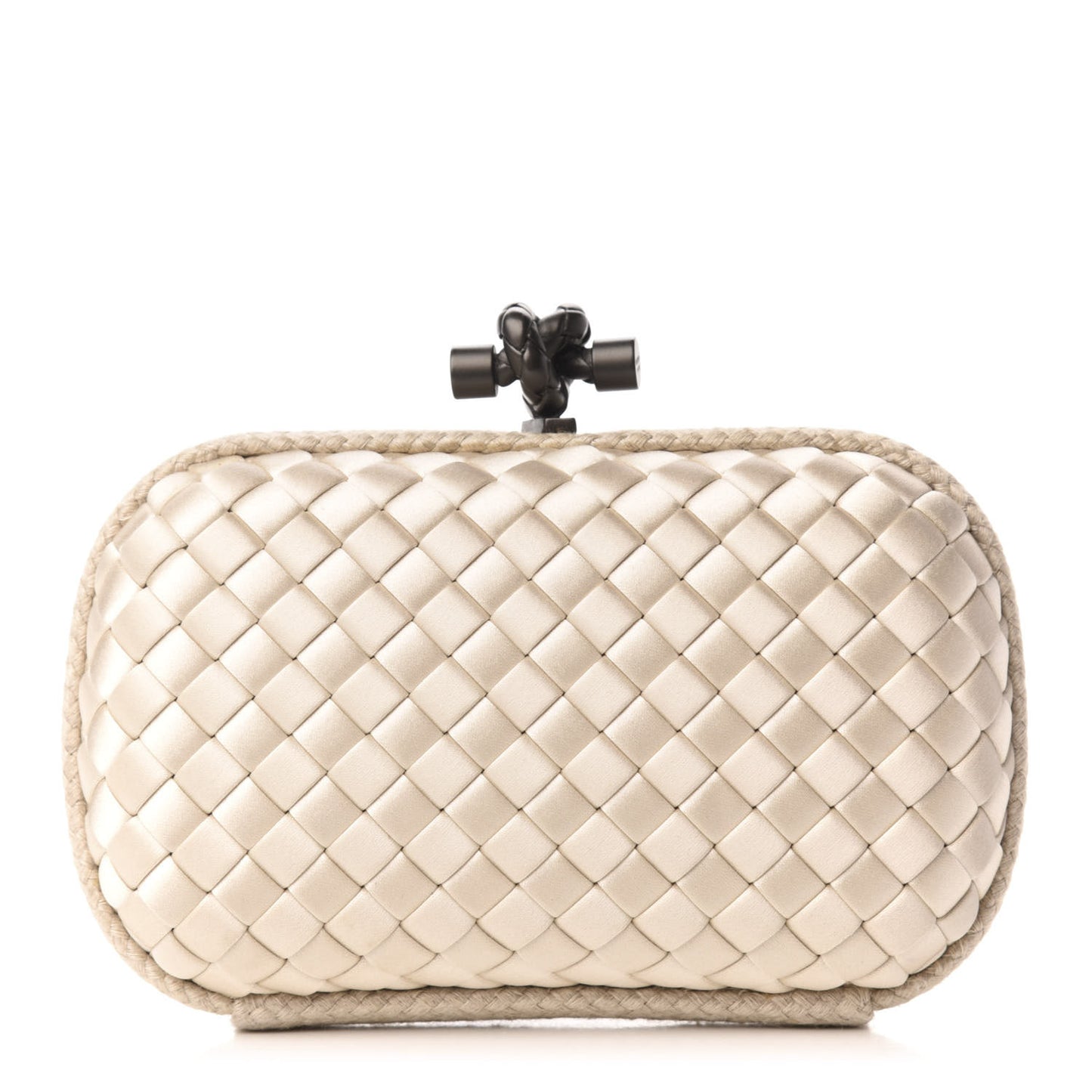 Satin Intreccio Impero Knot Clutch Ivory