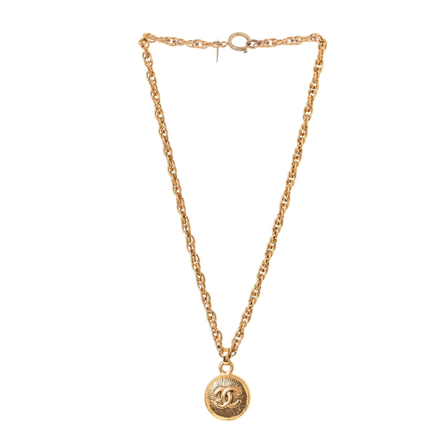 Metal CC Chain Pendant Necklace Gold