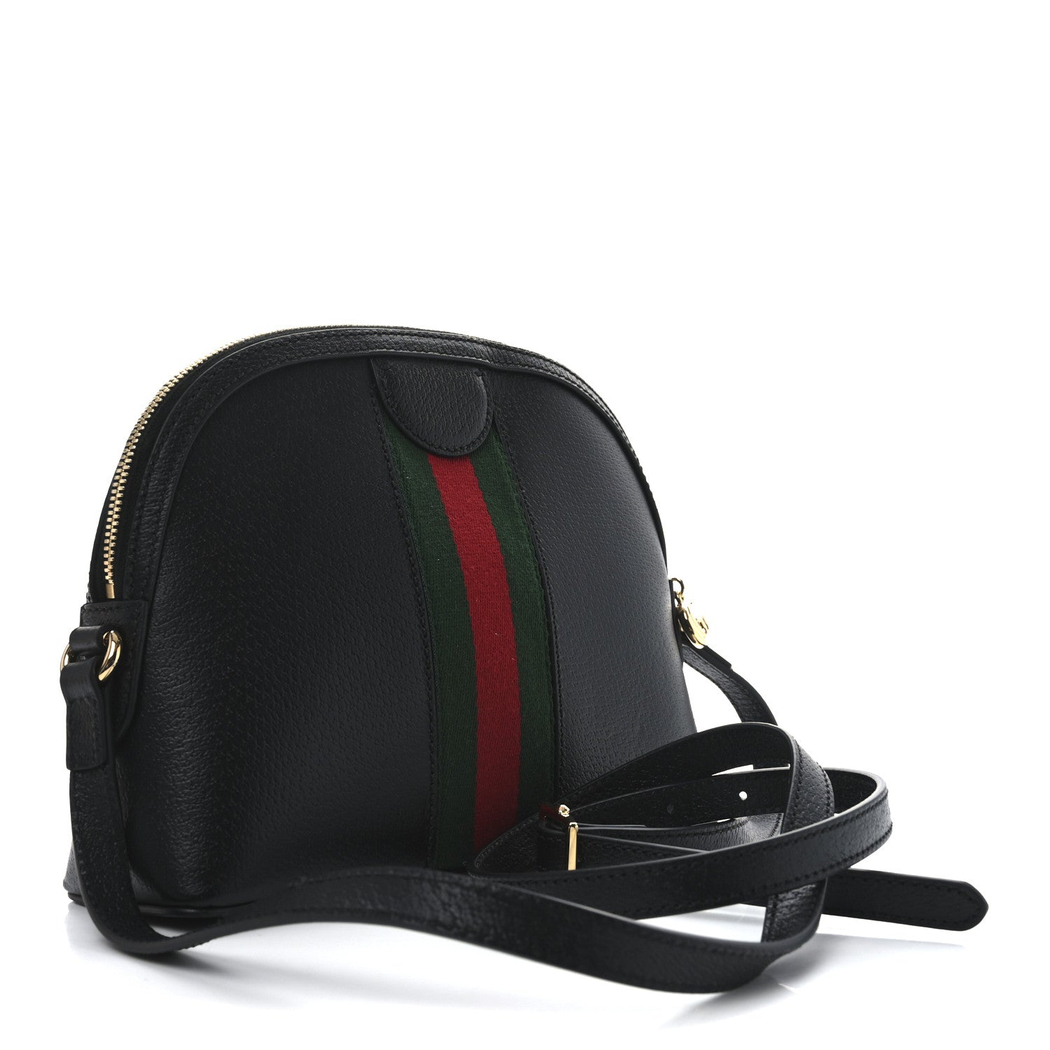 Gucci Calfskin GG Web Small Ophidia Dome Shoulder Bag Black 3 of 10