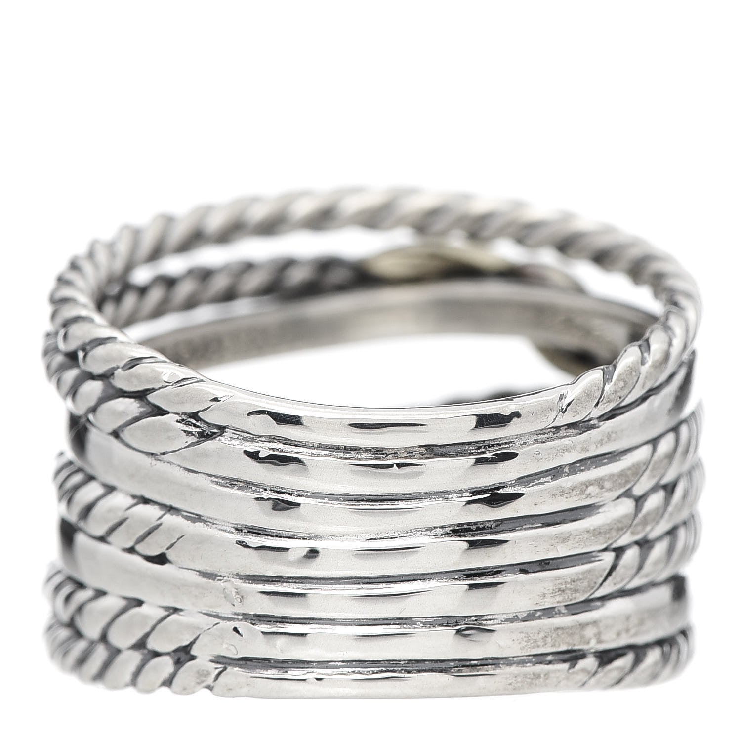 David Yurman Sterling Silver 18K Yellow Gold Double X Crossover Ring 52 6 4 of 5
