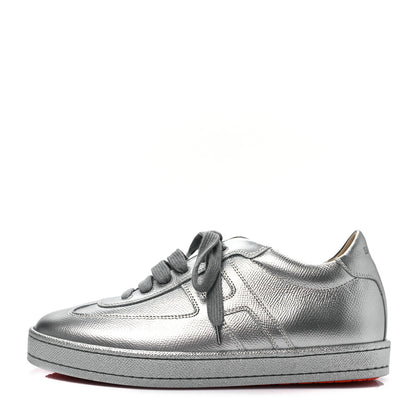 Hermes Metallic Epsom Womens Boomerang Sneakers 38.5 Argente 1 of 8