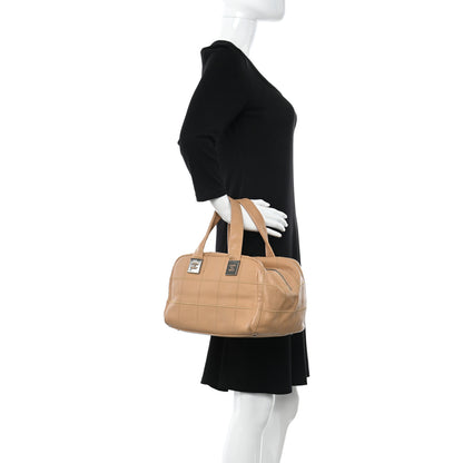Chanel Caviar Square Stitched Bowler Beige 2 of 19