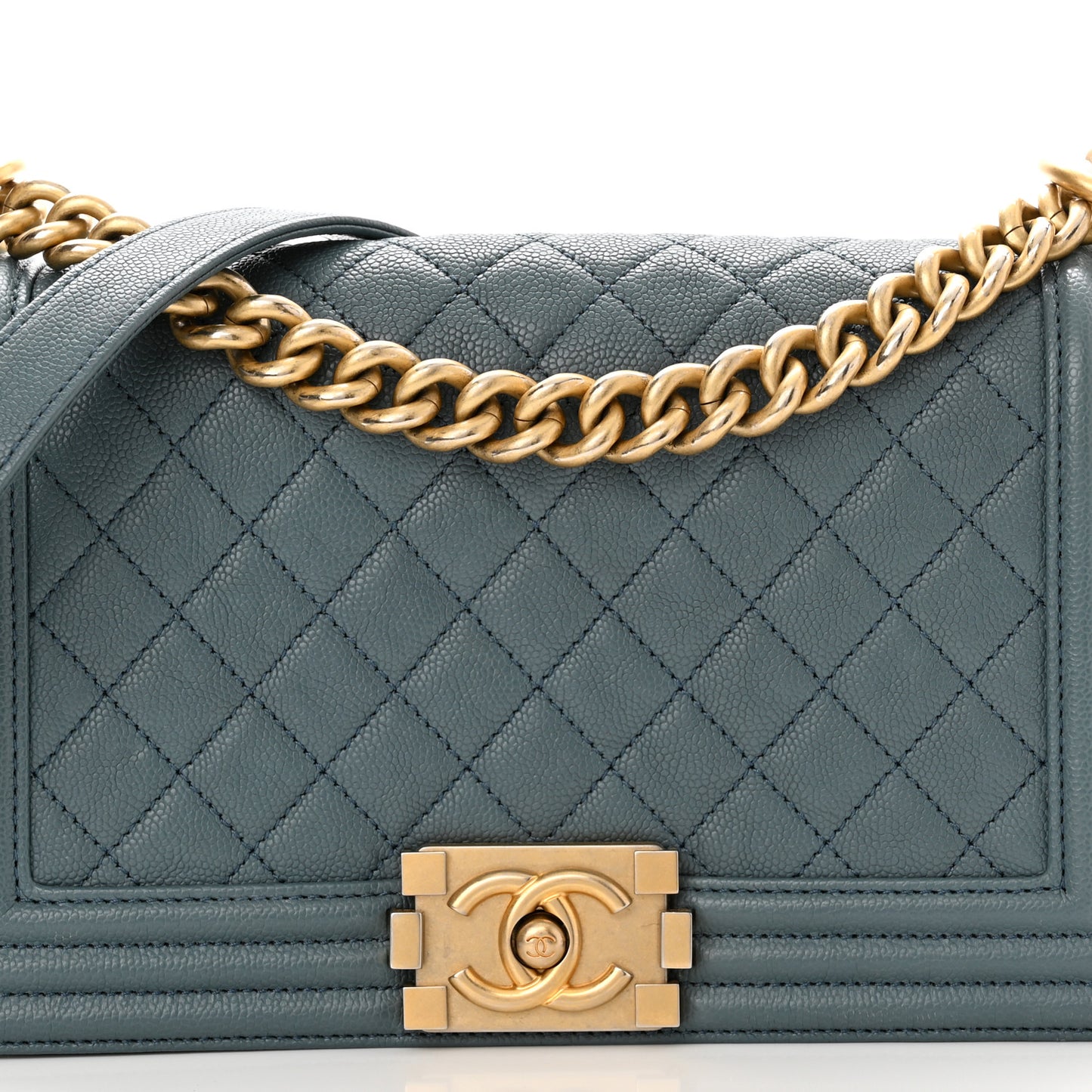 Caviar Quilted Medium Boy Flap Blue