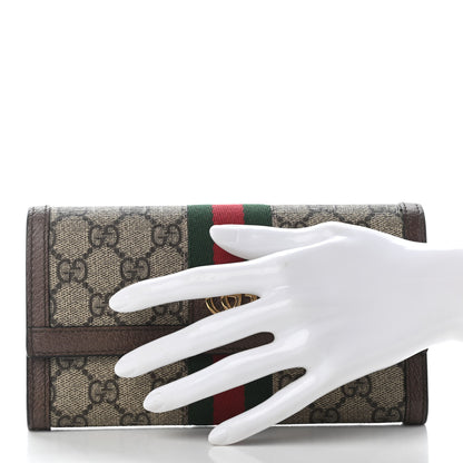 Gucci GG Supreme Monogram Web Ophidia Continental Wallet Brown 2 of 7