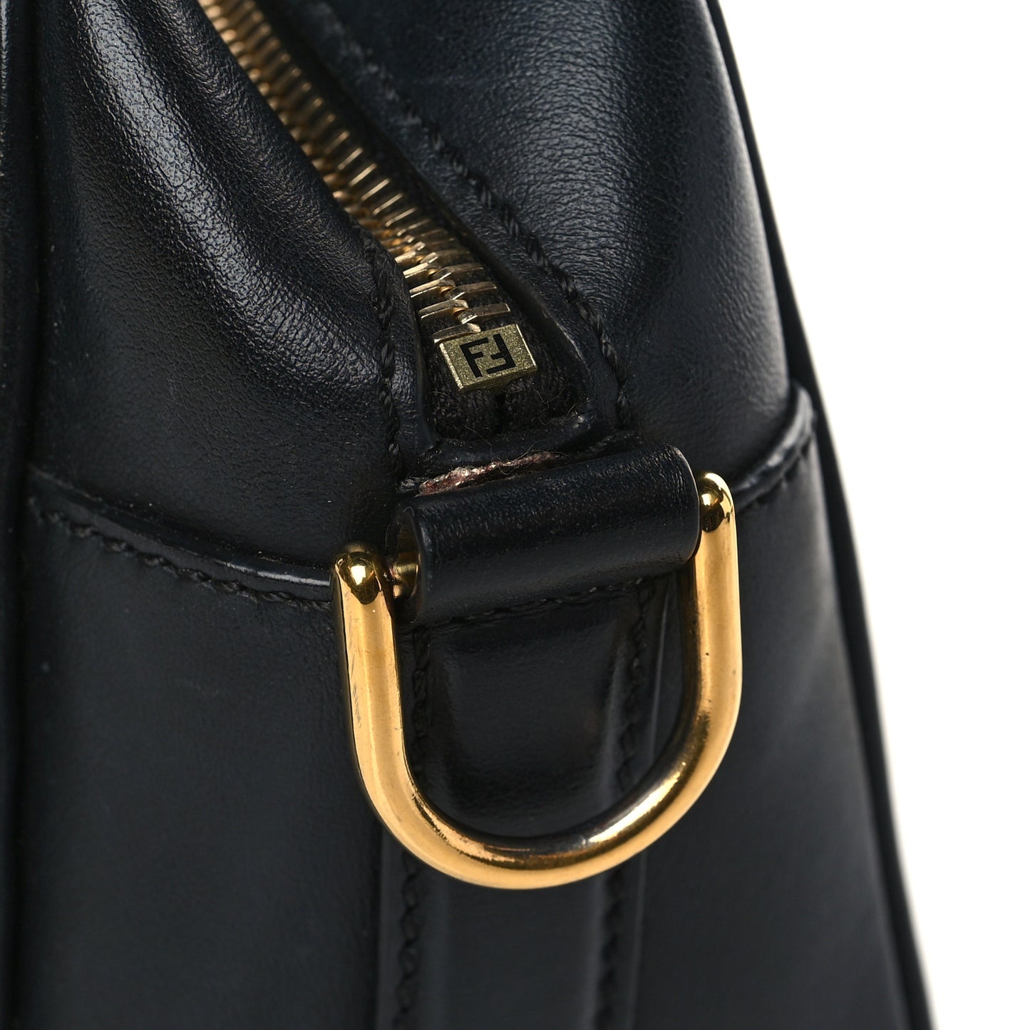 Vitello Century F is Fendi Bi-Color FF 1974 Embossed Camera Case Maya Black