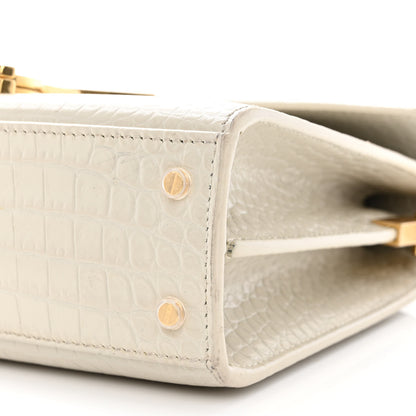 Saint Laurent Crocodile Embossed Mini Classic Monogram Cassandra Top Handle Crema Soft 10 of 17