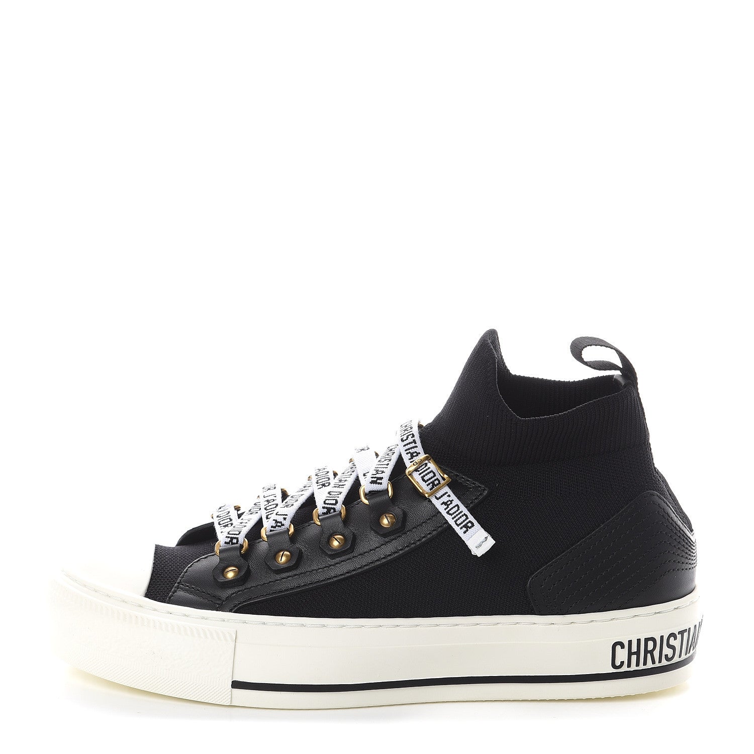 Christian Dior Technical Mesh Calfskin Womens Walk'N'Dior High Top Sneaker 35.5 Black 1 of 7